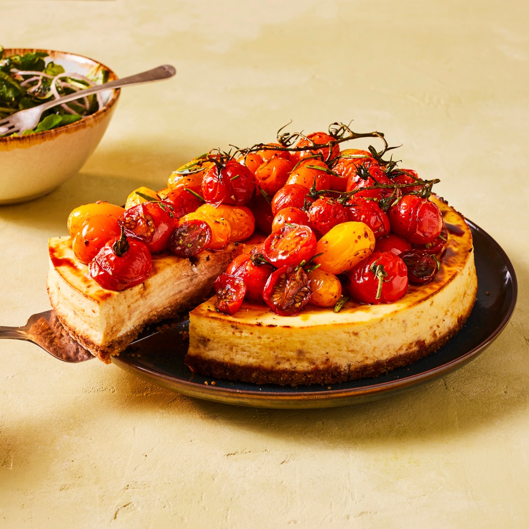 Baked Ricotta Cheesecake with Rosemary Tomatoes