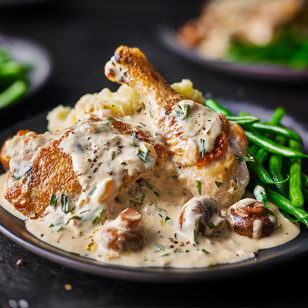 Michael Caines’ Chicken Fricassée with Garlic Mash