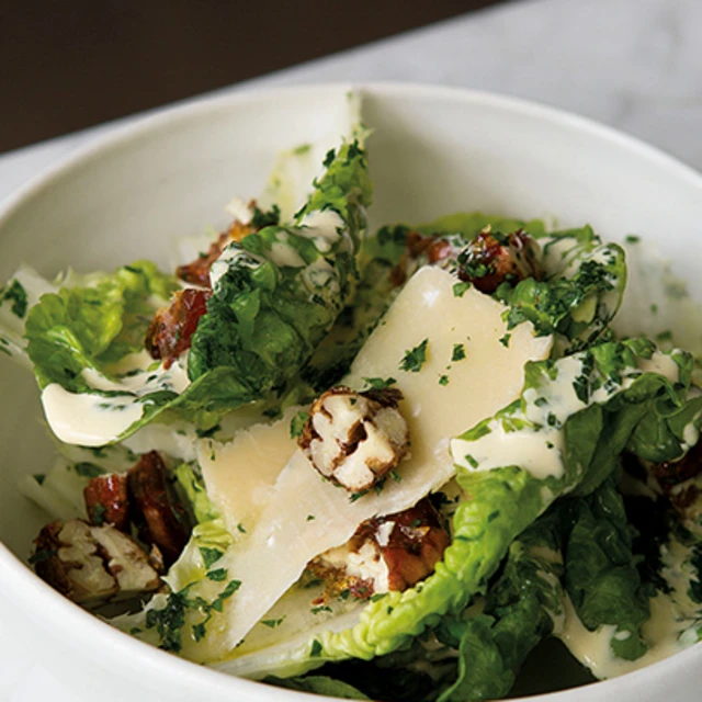 Little Gem Salad with Candied Walnuts & Caesar Dressing