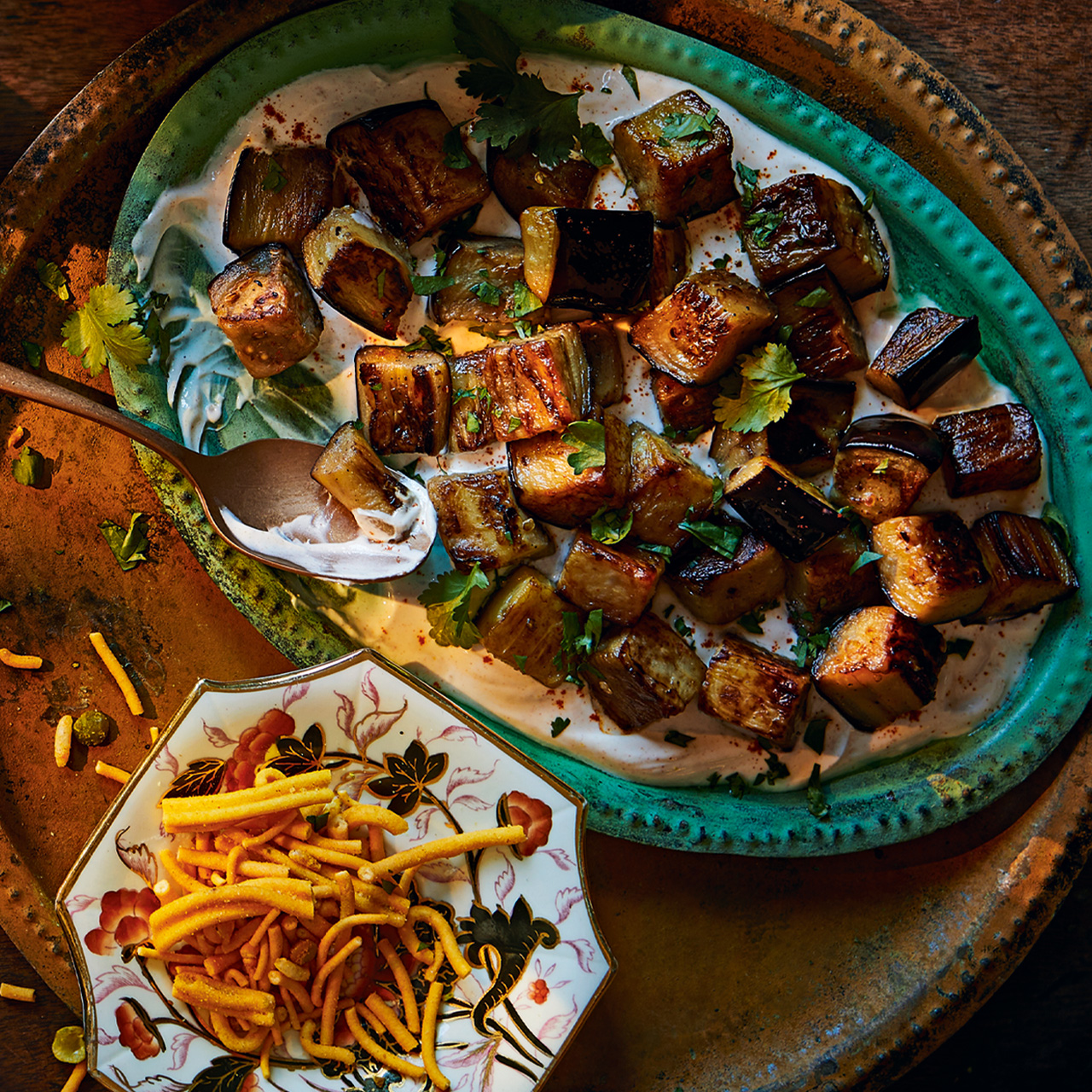 Fried Aubergine Raita