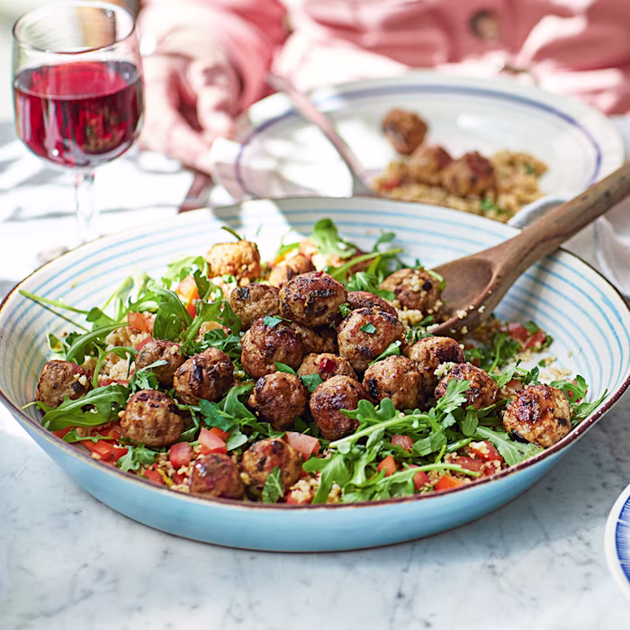 Mini Pork Meatballs with Herby Grains