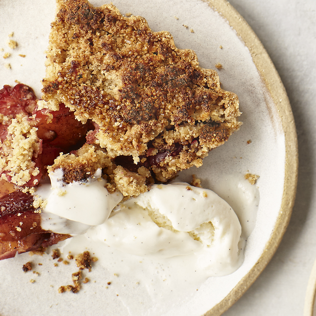 Plum and Cardamom Crumble Tart