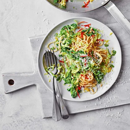 Savoy Spaghetti with Anchovy, Lemon and Garlic