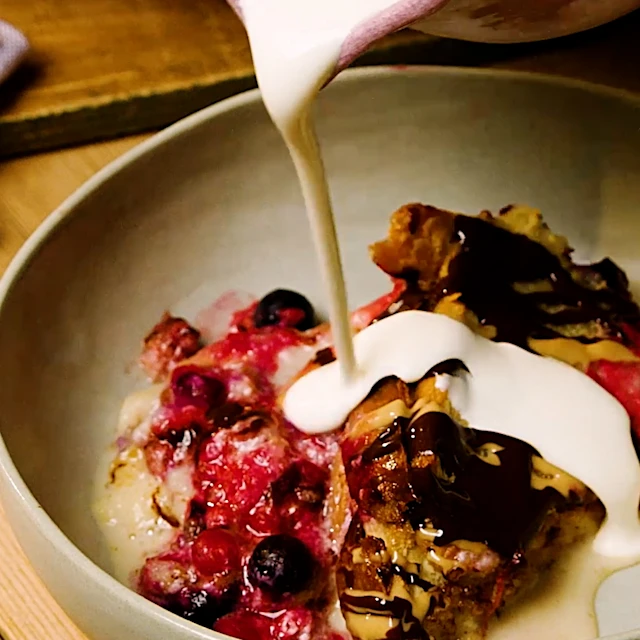 Peanut Butter Brioche Bread and Butter Pudding