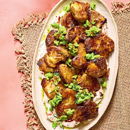 Crispiest Potatoes with Broad-Bean Dressing and Ricotta