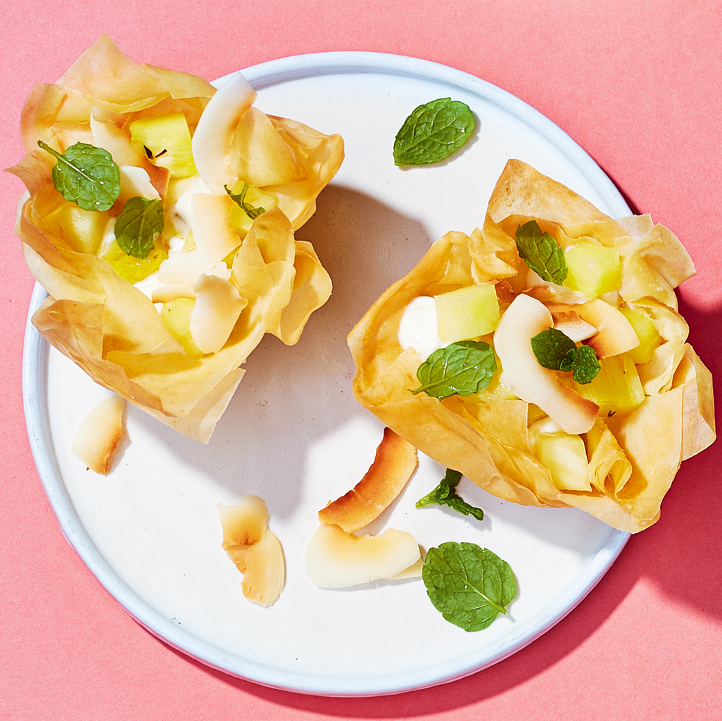 Roast Pineapple and Coconut Filo Tartlets