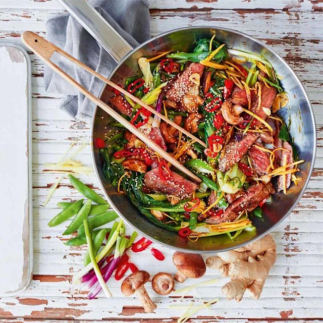 Sesame Steak Stir-Fry with Tatsoi