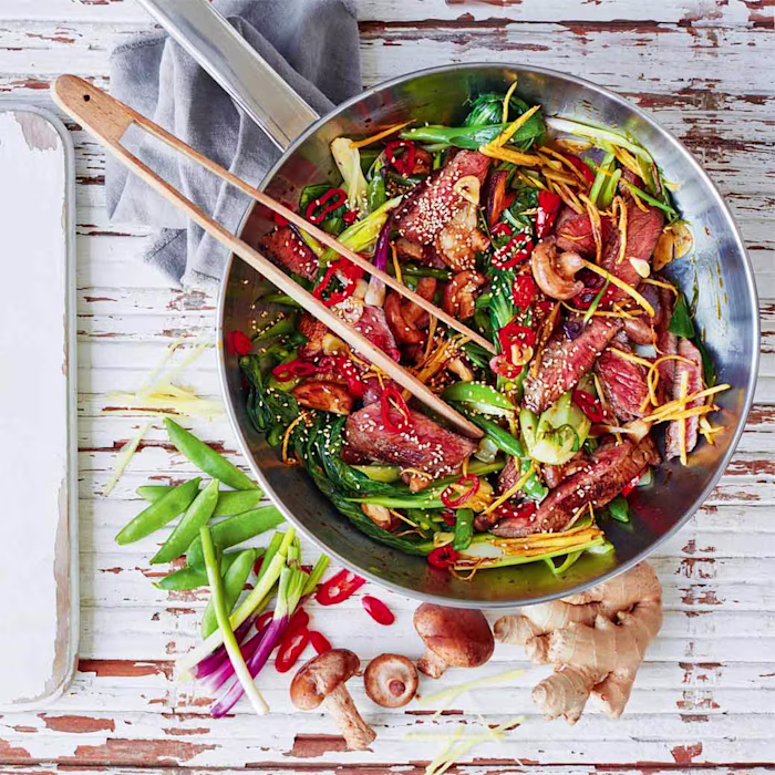Sesame Steak Stir-Fry with Tatsoi