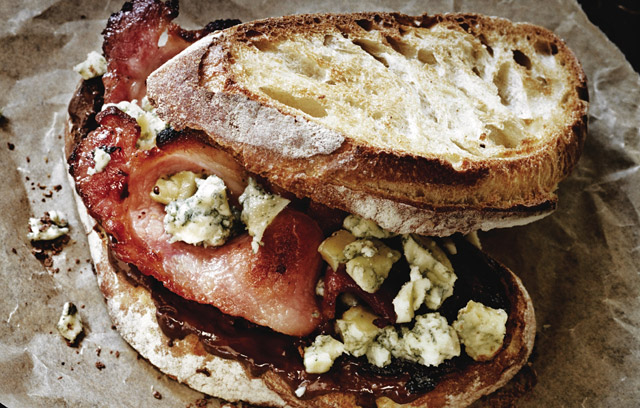 Cured Bacon, Stilton and Chocolate Sandwich