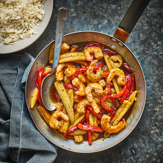 Prawn and Baby Corn Teriyaki Stir Fry
