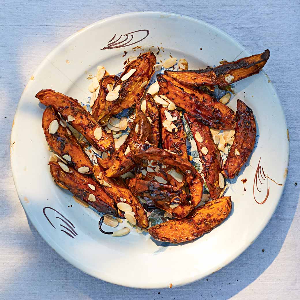 Sweet potato wedges with sea salt and honey