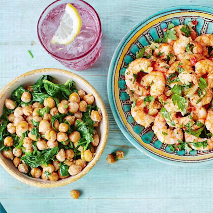 Crisped Chickpeas with Wilted Spinach and Herbs