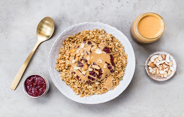 Deliciously Ella's Peanut Butter and Jelly Granola Bowl