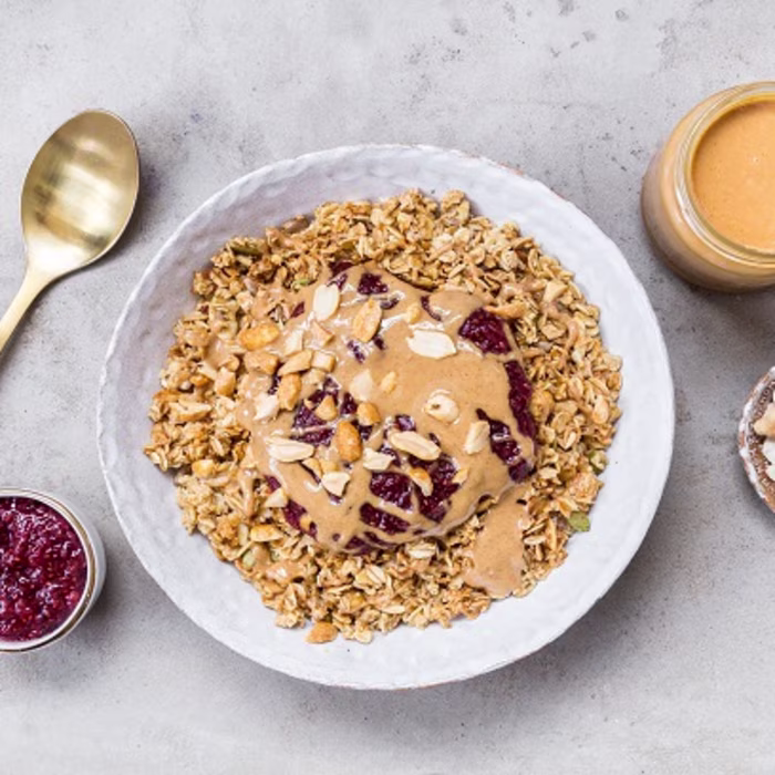 Deliciously Ella's Peanut Butter and Jelly Granola Bowl