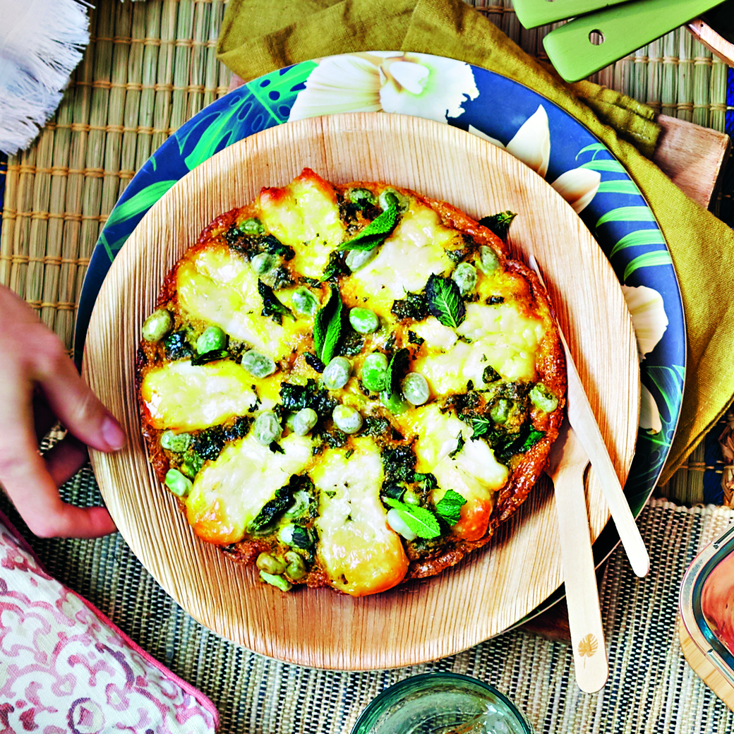 Broad Bean, Halloumi and Mint Frittata