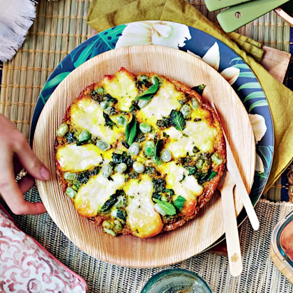 Broad Bean, Halloumi and Mint Frittata
