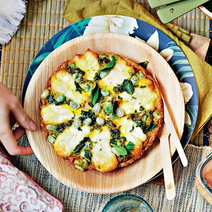 Broad Bean, Halloumi and Mint Frittata