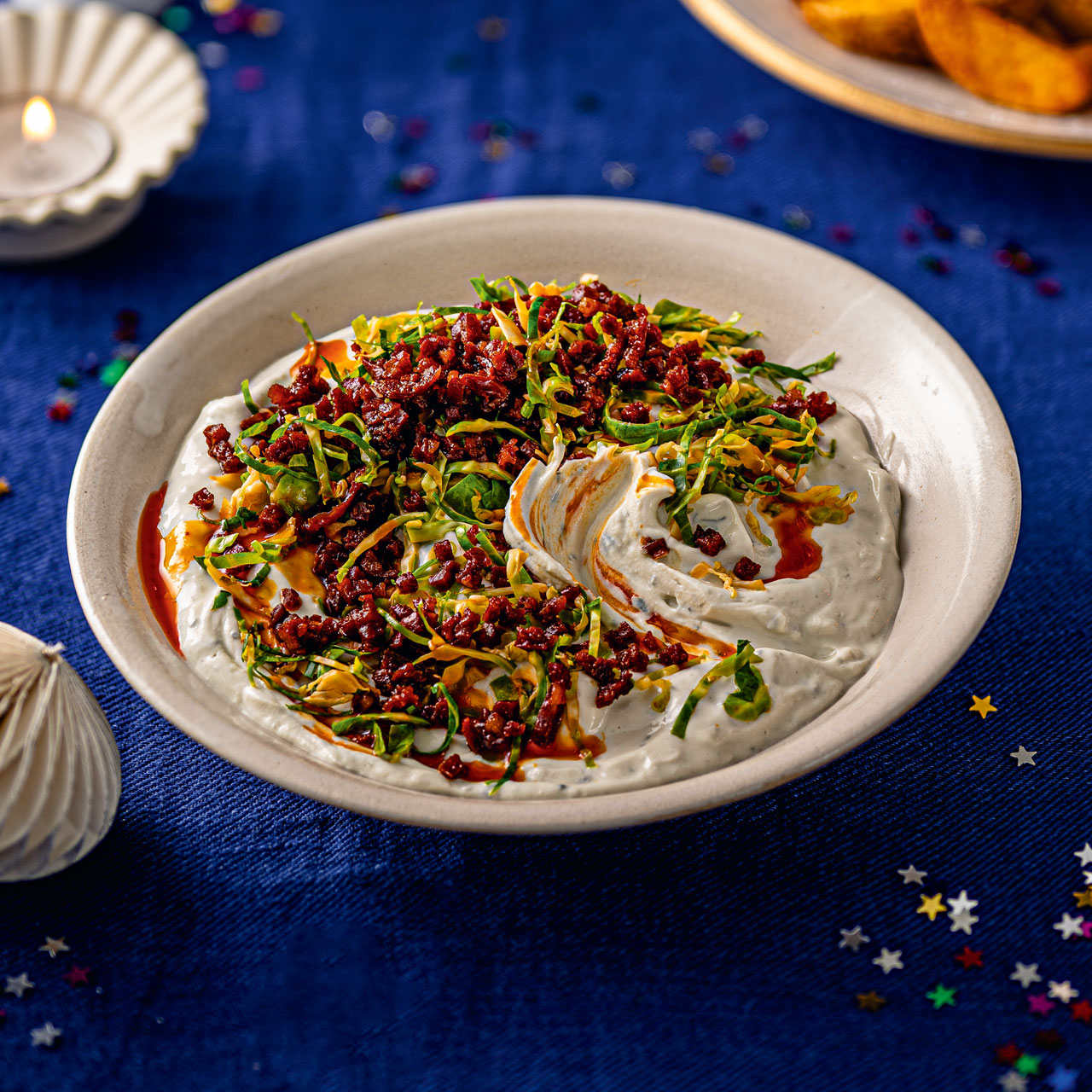 Blue Cheese and Chorizo Dip with Hot Honey 