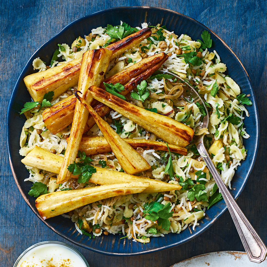 Roast Parsnip and Onion Koshari