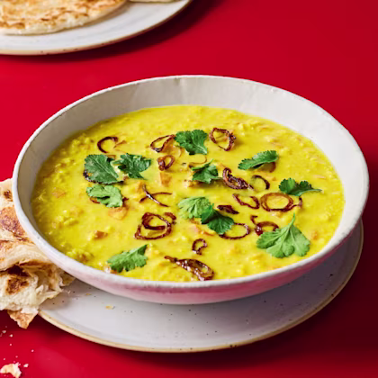 Coconut Dal with Fried Shallots and Flatbread