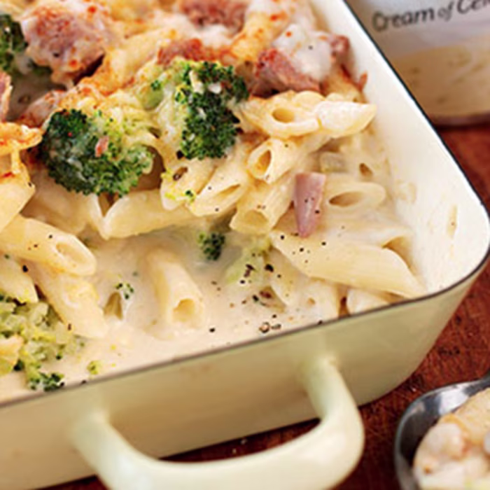 Tuna and Broccoli Pasta Bake Made with Condensed Celery Soup