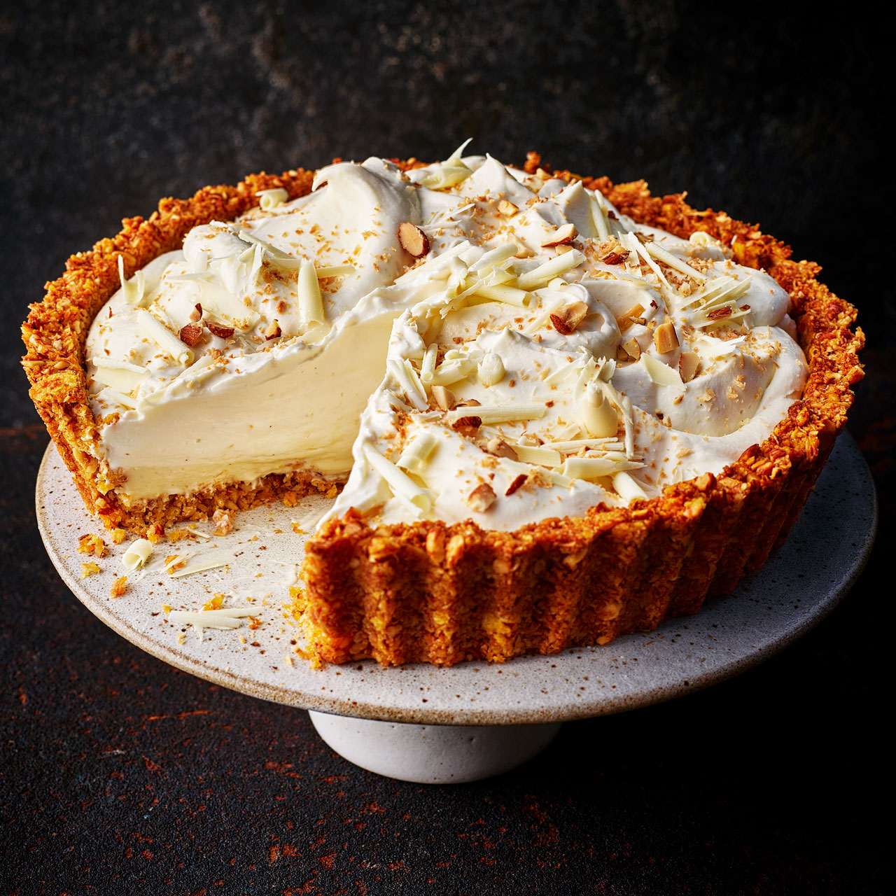 Smoked Almond, White Chocolate and Coconut Tart 