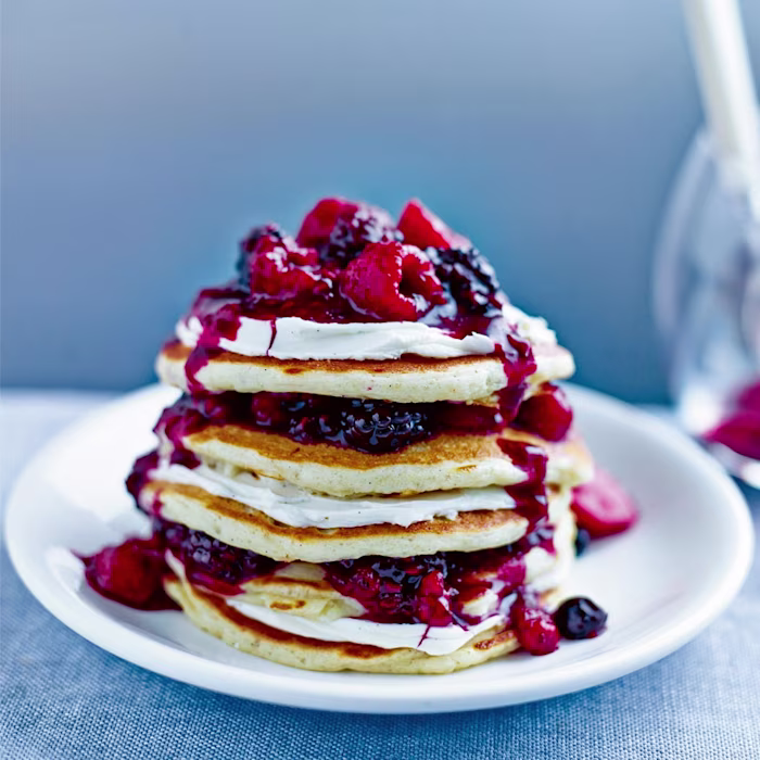 Ricotta Pancakes with Mixed Berry Compote