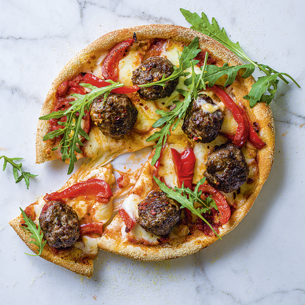 Deep-Dish Meatball Pizza