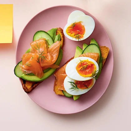 Sweet Potato ‘Toast’ with Avocado, Smoked Salmon and Egg