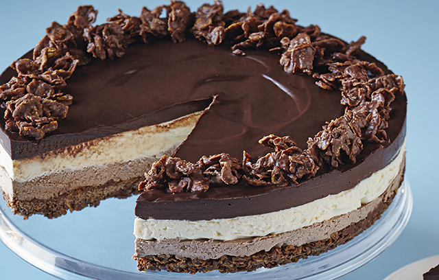 Triple Chocolate Cheesecake with Cornflake Brittle