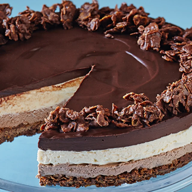 Triple Chocolate Cheesecake with Cornflake Brittle