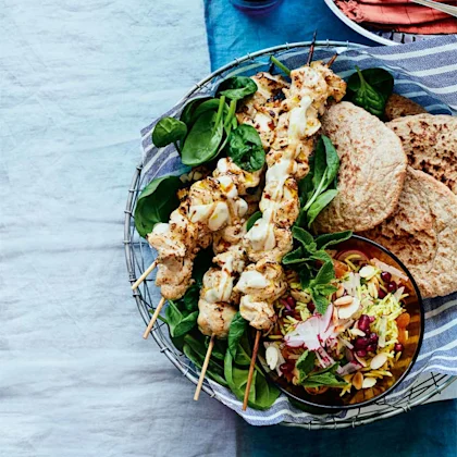 Chicken Kebabs with Pomegranate Rice