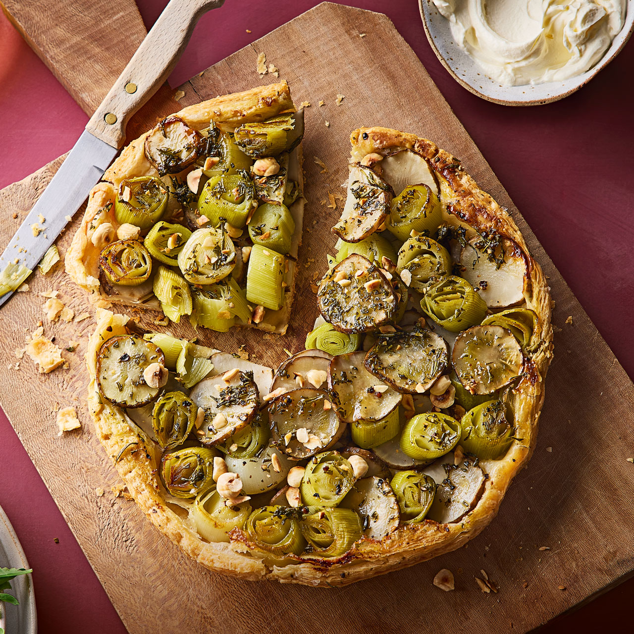 Jerusalem Artichoke and Leek Upside-Down Tart