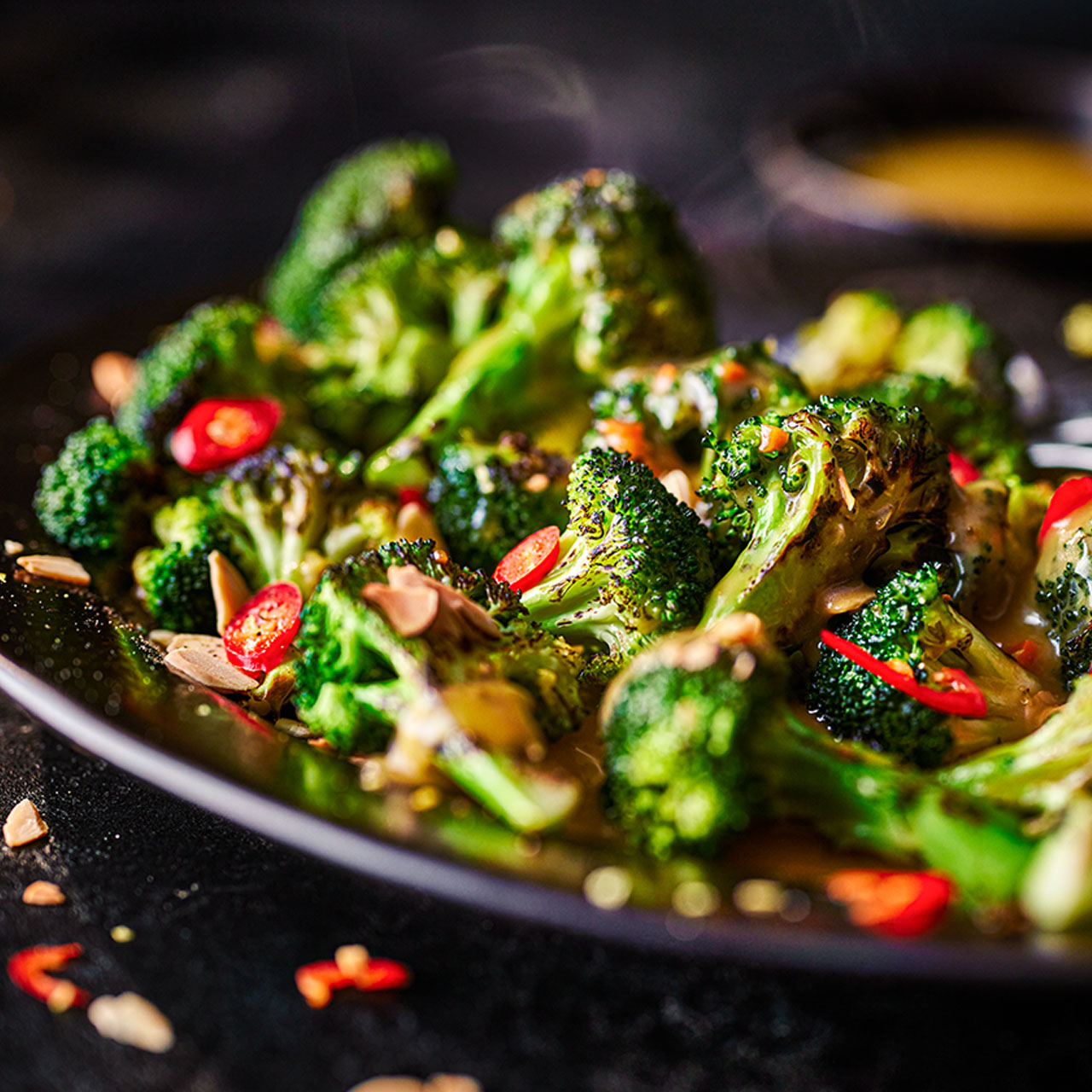 Lemon, Almond and Chilli Charred Broccoli
