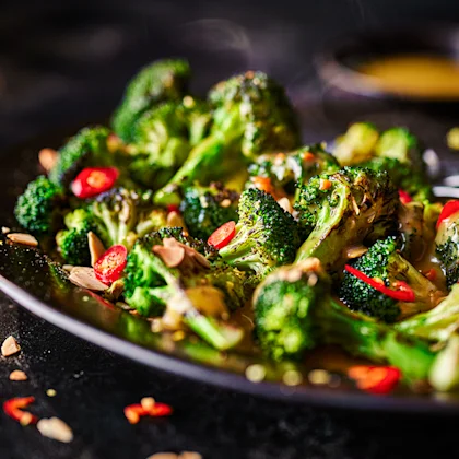 Lemon, Almond and Chilli Charred Broccoli