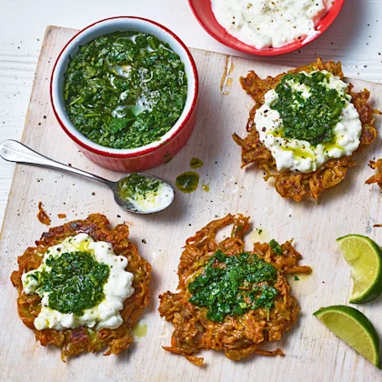 Vegetable Fritters with Green Chutney