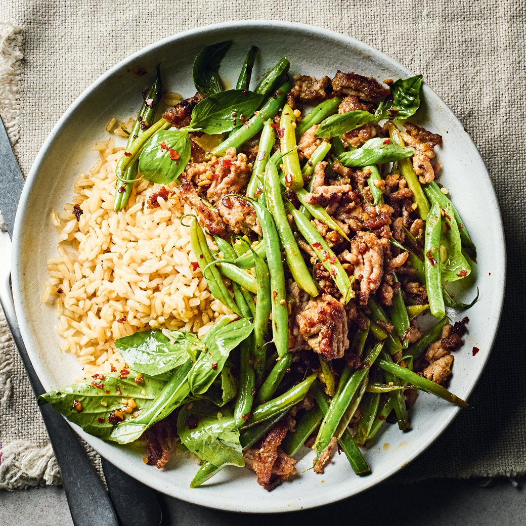 Thai Basil, Green Beans and Mince