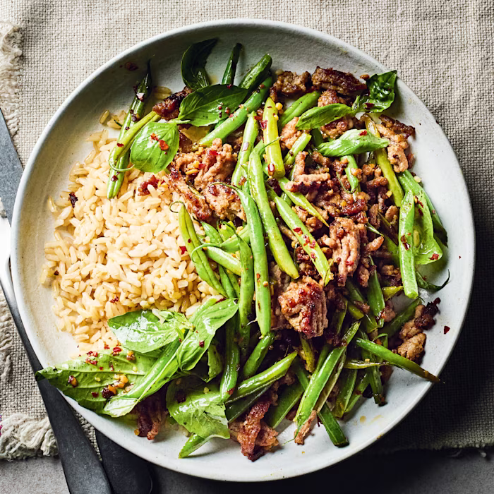 Thai Basil, Green Beans and Mince
