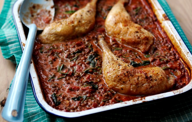 Tray-baked Chicken with French Lentils