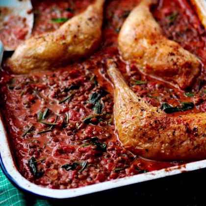 Tray-baked Chicken with French Lentils