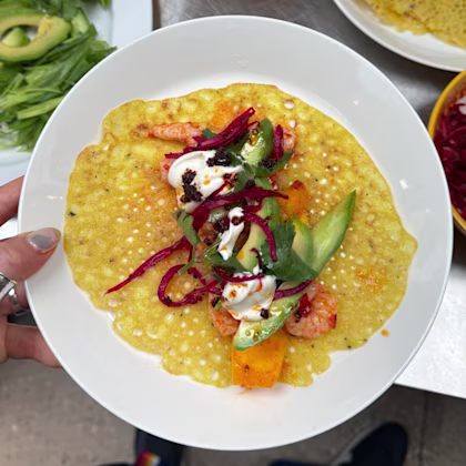 Mango Prawn Pancakes