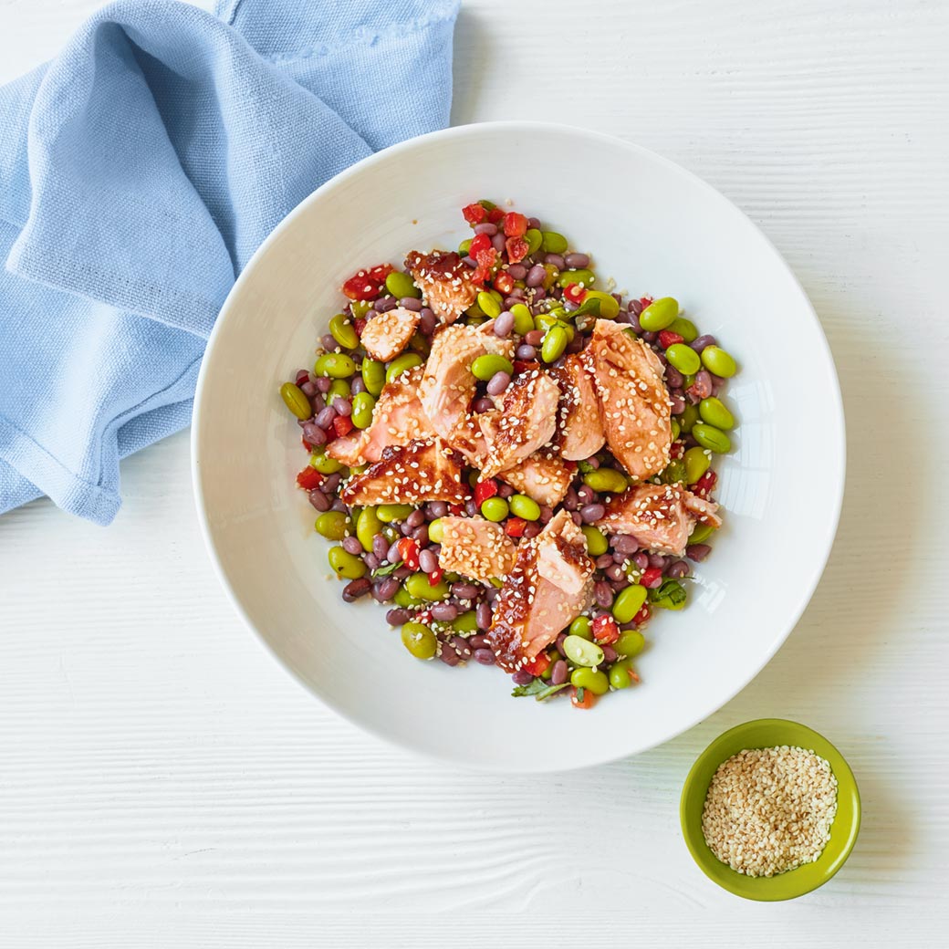Sticky Salmon Bean Salad