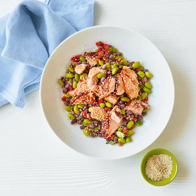 Sticky Salmon Bean Salad