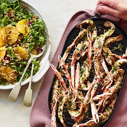 Orange, Pistachio and Cranberry Quinoa with Langoustines