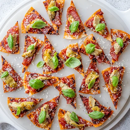 Artichoke and Pepperoni Mini ‘Pizza’ Slices