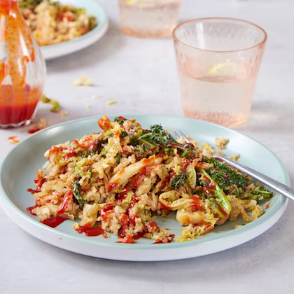 Tofu Fried Rice with Savoy Cabbage