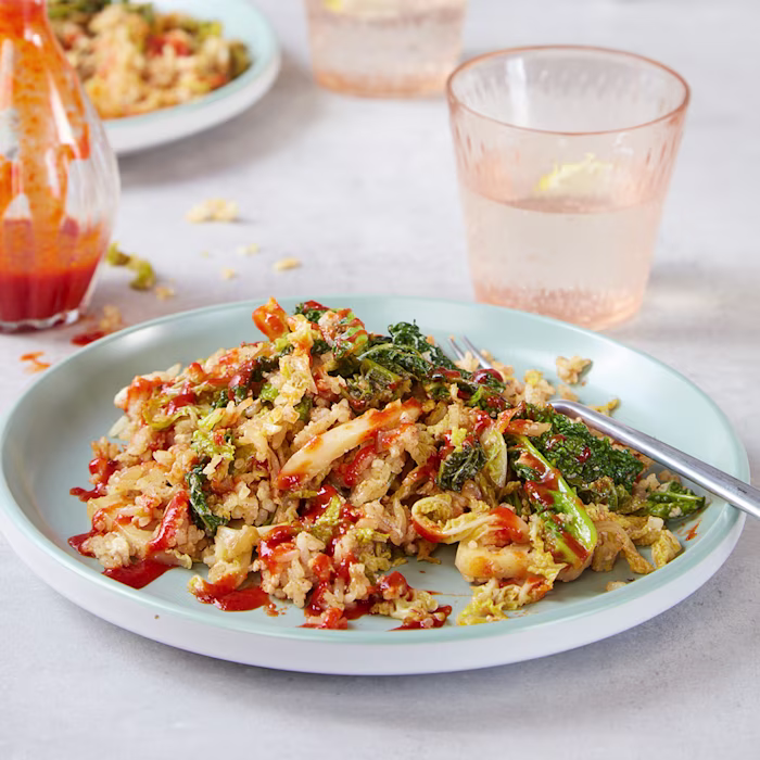 Tofu Fried Rice with Savoy Cabbage