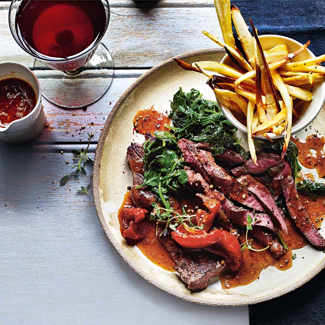 Rump Steak with Sun-Dried Tomato Gravy and Baked Parsnip Fries