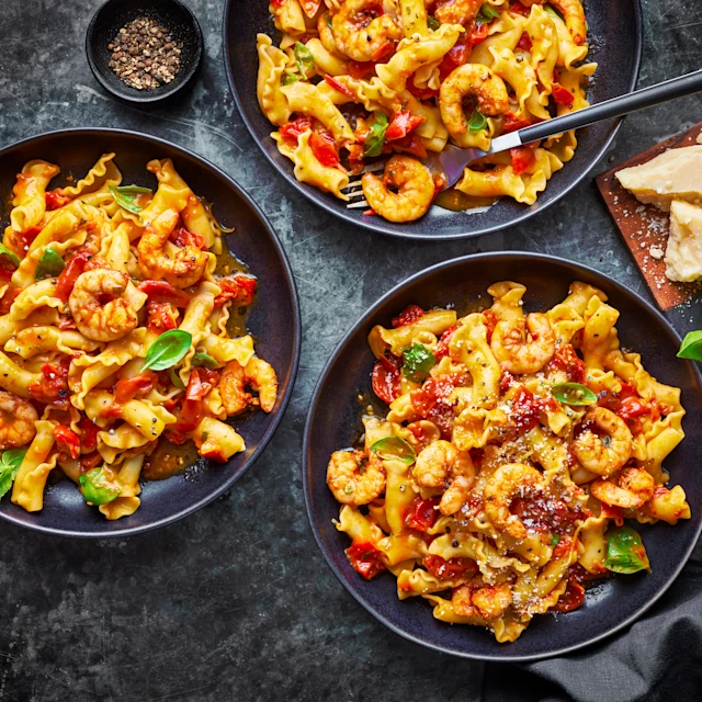 Strozzapreti Pasta and Prawns with a Luscious Tomato and Butter Sauce