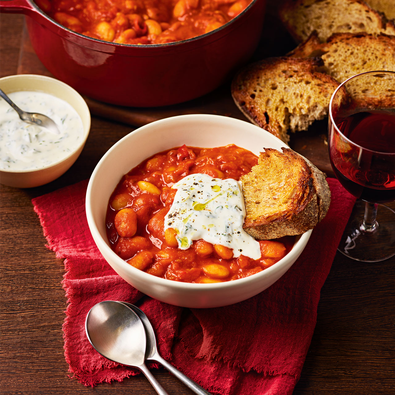 Butter Bean and Sundried Tomato Stew with Garlic Toasts 